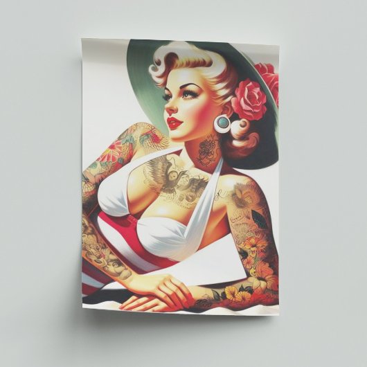 Papier Mousseline Costume de bain tatoué rétro Pin-up