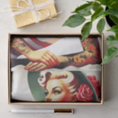 Papier Mousseline Costume de bain tatoué rétro Pin-up (Cadeau)