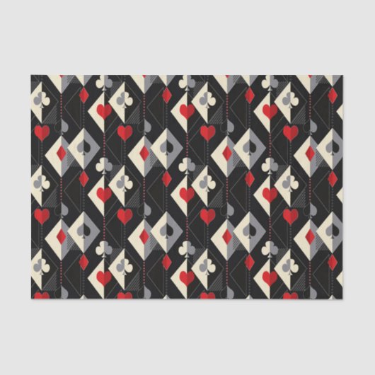 Papier Mousseline Costumes de jeu de cartes en poker. (Recto)