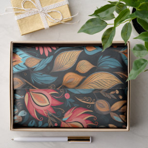 Papier Mousseline Cosy Automne Floral Print Digital Folk Art