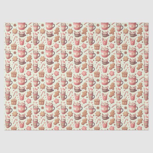 Papier Mousseline Cosy Christmas Cocoa and Gingerpain Motif (Recto)