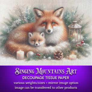 Papier Mousseline Cosy Christmas Fox Famille Russe Découpage hiver