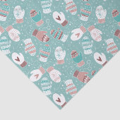 Papier Mousseline Cosy hiver Noël Mittens Motif à Mint (Détail)