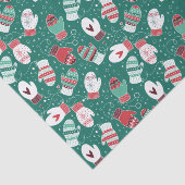Papier Mousseline Cosy hiver Noël Mittens Motif en vert (Détail)