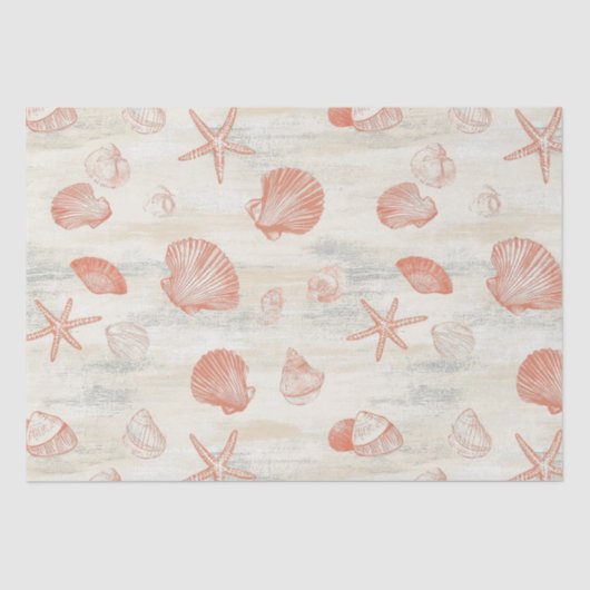 Papier Mousseline Côtière rustique - Coquillages, Starfish, Reef (29 (Recto)