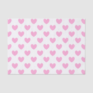 Papier Mousseline Coton Candy Pink coeurs sur blanc