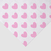 Papier Mousseline Coton Candy Pink coeurs sur blanc (Détail)