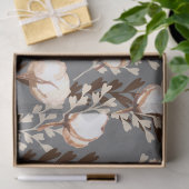 Papier Mousseline Coton Plante Motif gris (Cadeau)