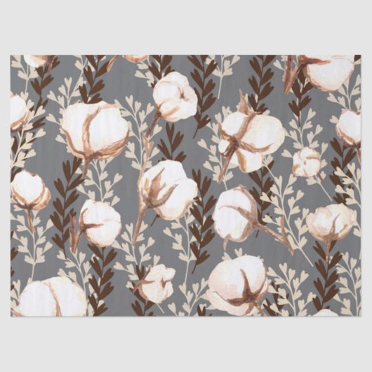 Papier Mousseline Coton Plante Motif gris (Recto)