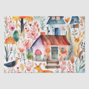 Papier Mousseline Cottage fleuri coloré motif