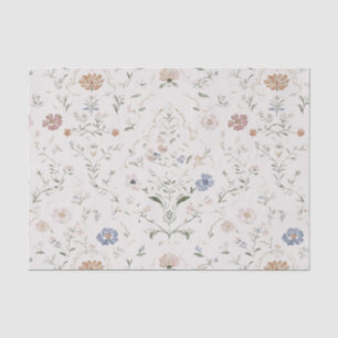 Papier Mousseline Cottagecore Caprice Beige Aquarelle Fleur Sauvage