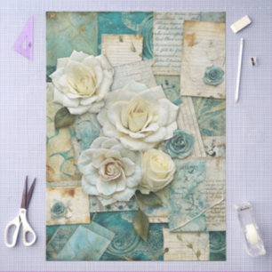 Papier Mousseline Cottagecore Découpage Pastel Floral Collage Craft