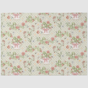 Papier Mousseline Cottagecore Jardin de fraises d'été Abeilles flora
