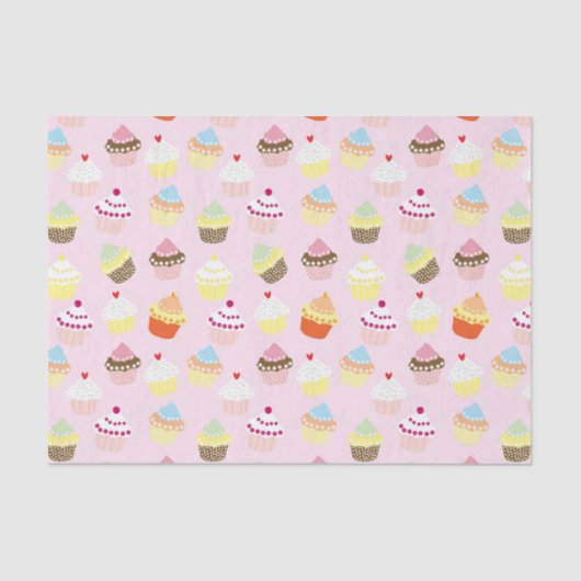 Papier Mousseline Coucakes Motif Pastel Pink (Recto)