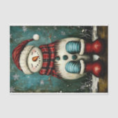 Papier Mousseline Couchage inhabituel Rustique Snowman BA4 Découpage (Recto)