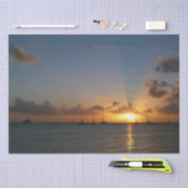 Papier Mousseline Coucher de soleil avec voiliers Paysage tropical P (Artisanat)