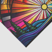 Papier Mousseline Coucher de soleil en verre tendu (Détail)