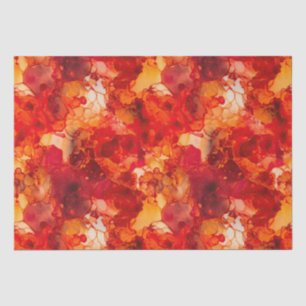 Papier Mousseline Coucher de soleil orange et rouge avec encre Rose