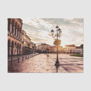 Papier Mousseline Coucher de soleil sur le carré à Padova en Italie