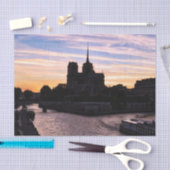 Papier Mousseline Coucher de soleil sur Notre Dame de Paris - Paris, (Artisanat)