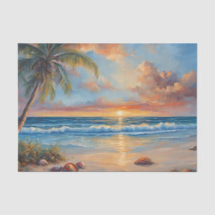 Papier Mousseline Coucher de soleil tropical avec palmiers
