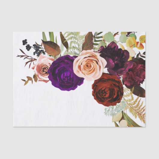 Papier Mousseline Couleur Chic Gras Floral Vert Mariage blanc (Recto)