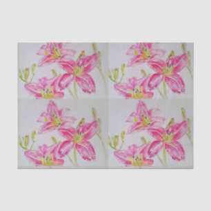 Papier Mousseline Couleur d'eau à fleurs douces rose