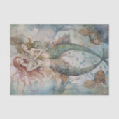 PAPIER MOUSSELINE COULEUR D'EAU MERMAID SISTERS DÉCOUPAGE (Recto)