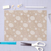 PAPIER MOUSSELINE COULEUR D'EAU NAVALE AVEC FLEURS BLANCHES (Artisanat)