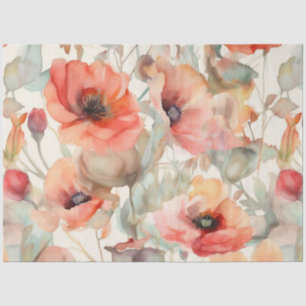 PAPIER MOUSSELINE COULEUR D'EAU POPIE LA DÉCOUPAGE FLORALE