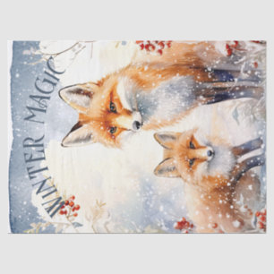 Papier Mousseline Couleur d'hiver Fox Magie hivernale