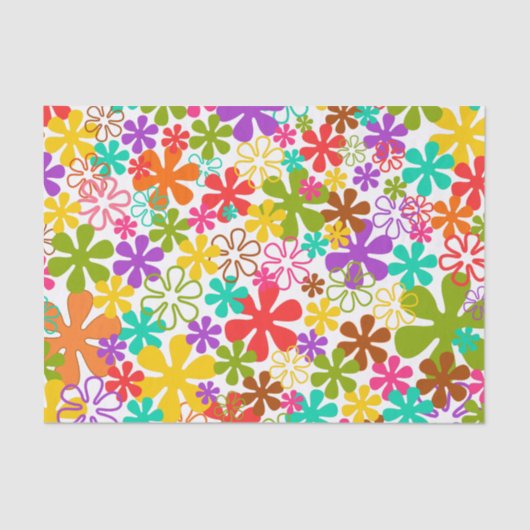 Papier Mousseline Couleur multi florale (Recto)