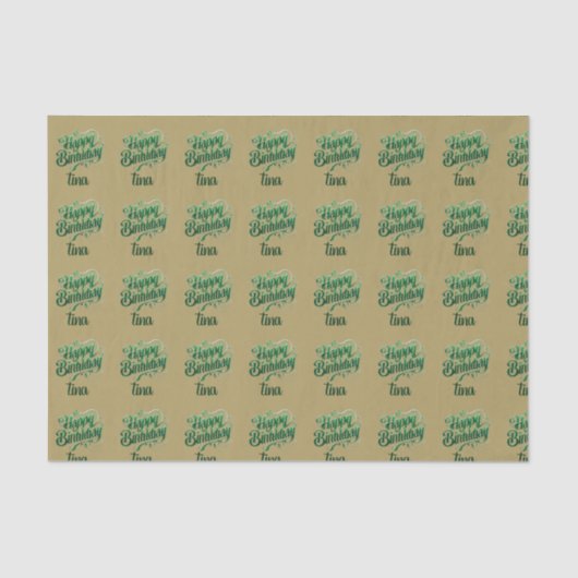 Papier Mousseline couleur platine vert d'anniversaire brun (Recto)