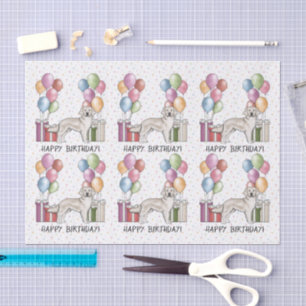 Papier Mousseline Couleur Retriever doré crème Joyeux Anniversaire