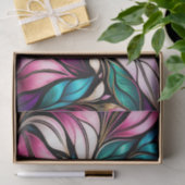 Papier Mousseline Couleur rose florale et feuille en verre (Cadeau)