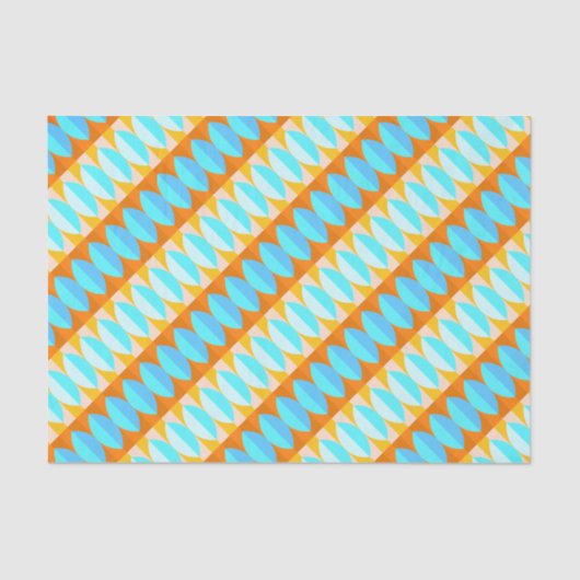 Papier Mousseline Couleur Turquoise Bleu Orange Jaune Motif (Recto)