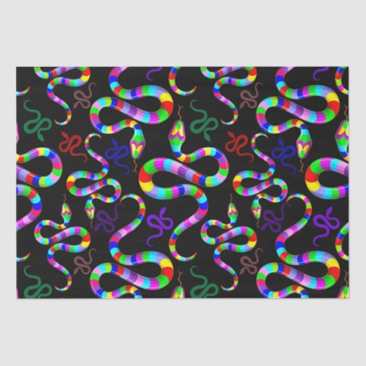 Papier Mousseline Couleurs arc-en-ciel psychédéliques serpent (Recto)