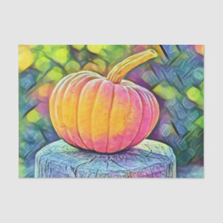 Papier Mousseline Couleurs de chute vintage automne citrouilles aqua