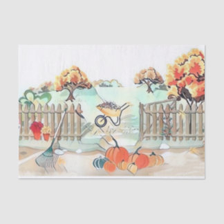 Papier Mousseline Couleurs de chute vintage automne citrouilles aqua