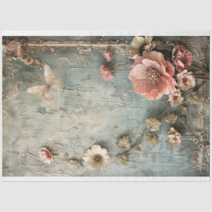 Papier Mousseline Couleurs Douces, Chic Shabby, Floral Tattré