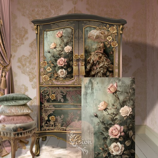 Papier Mousseline Couleurs Dusty Roses Florales Peintes