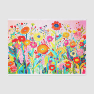 Papier Mousseline Couleurs rouges roses Fleur Peinture Abstraite Déc