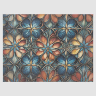 Papier Mousseline Couleurs rouilles motif floral découpage