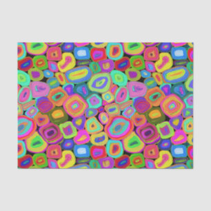 Papier Mousseline Couleurs vives Cercles Abstraits funky