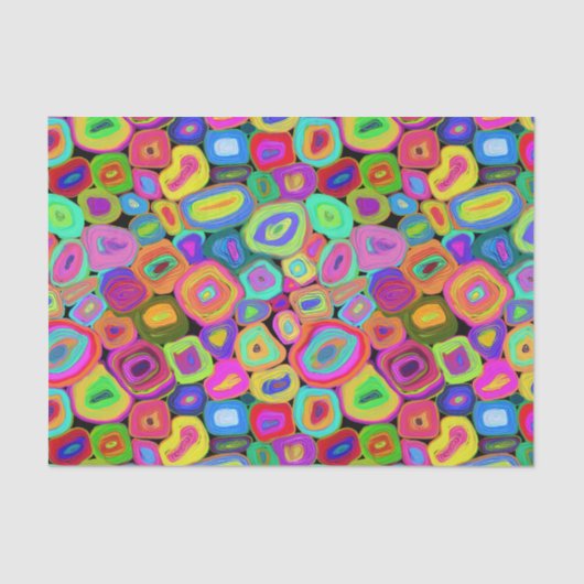 Papier Mousseline Couleurs vives Cercles Abstraits funky (Recto)