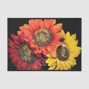 Papier Mousseline Couleurs vives des tournesols, rouge, orange et ja