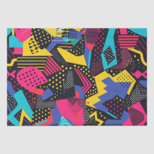 Papier Mousseline Couleurs Vives Gras Motif Artistique Abstrait Funk