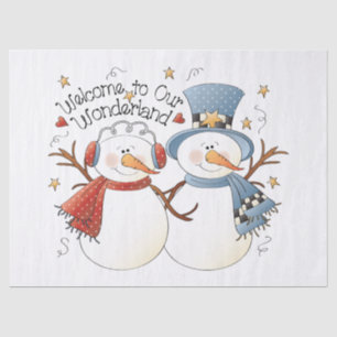 Papier Mousseline Country Christmas snowman Fête des tissus de vacan