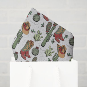 Papier Mousseline Country Green Cowboy Howdy Noël