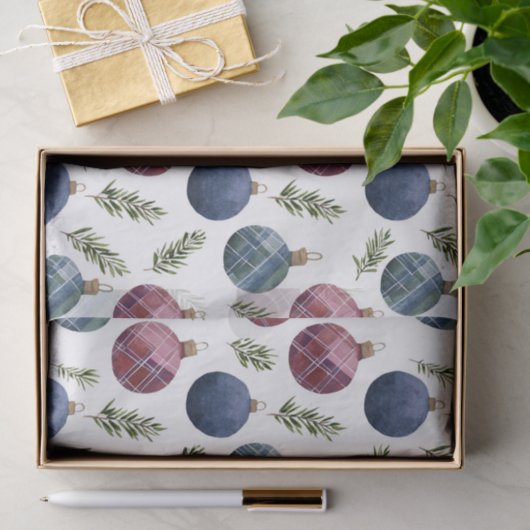 Papier Mousseline Country Red Blue Ornaments Christmas (Cadeau)